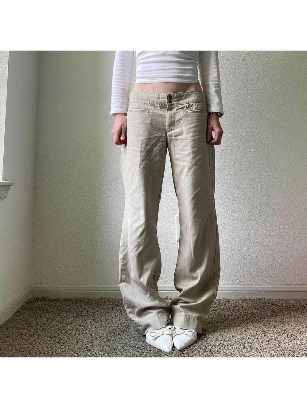 Vintage authentic rare y2k low rise bootcut flare off white casual chino pants